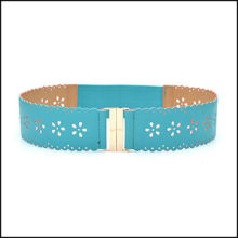 newest exquisite hollow flower waistband elastic PU belts for ladies